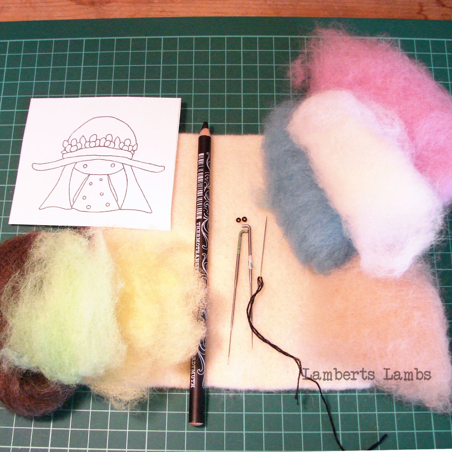 Needle felting tutorial Little Girl, 2D Needle Felt Pattern for girls room decor