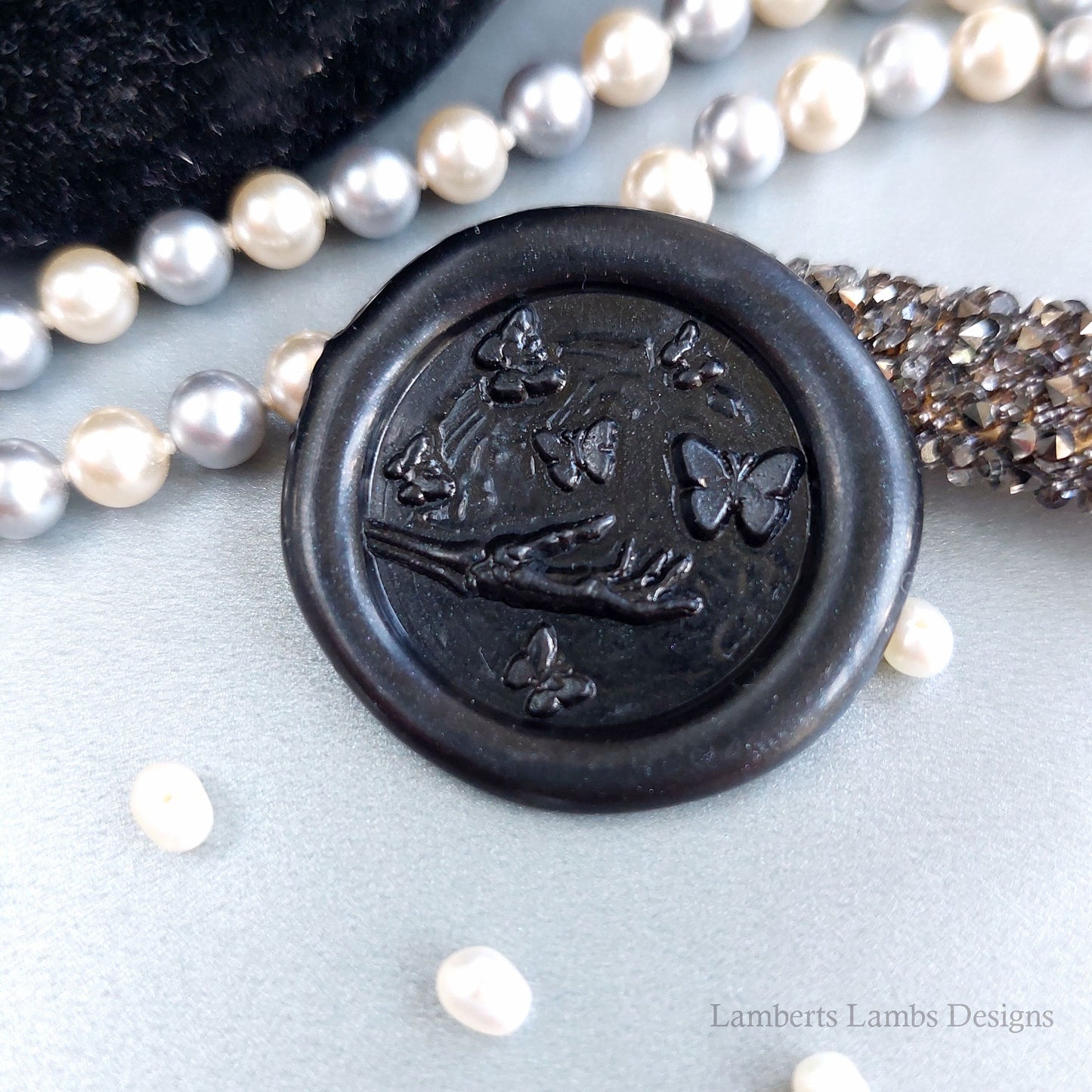 Black Black wax seal stickers with skeleton hand and butterflies, Premade wax seals, Self-adhesive wax seal stickers.