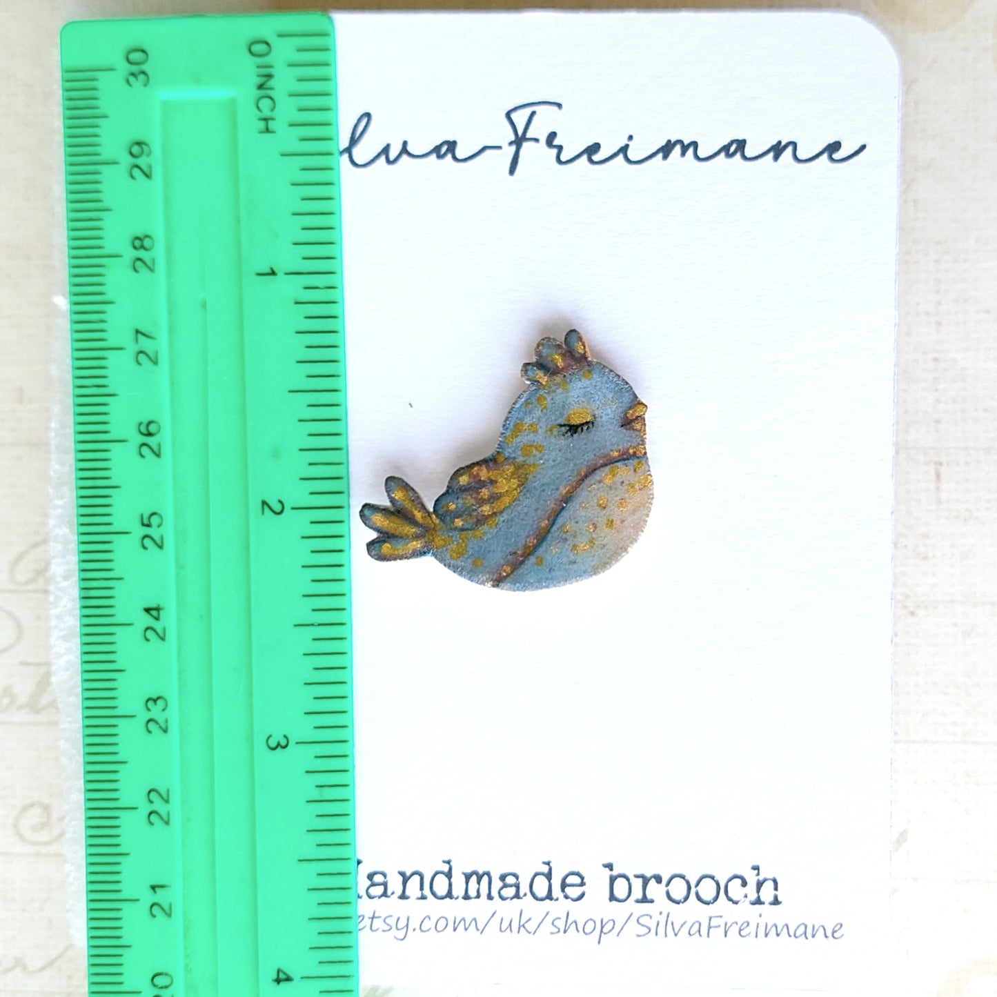 Artsy hand painted bird brooch