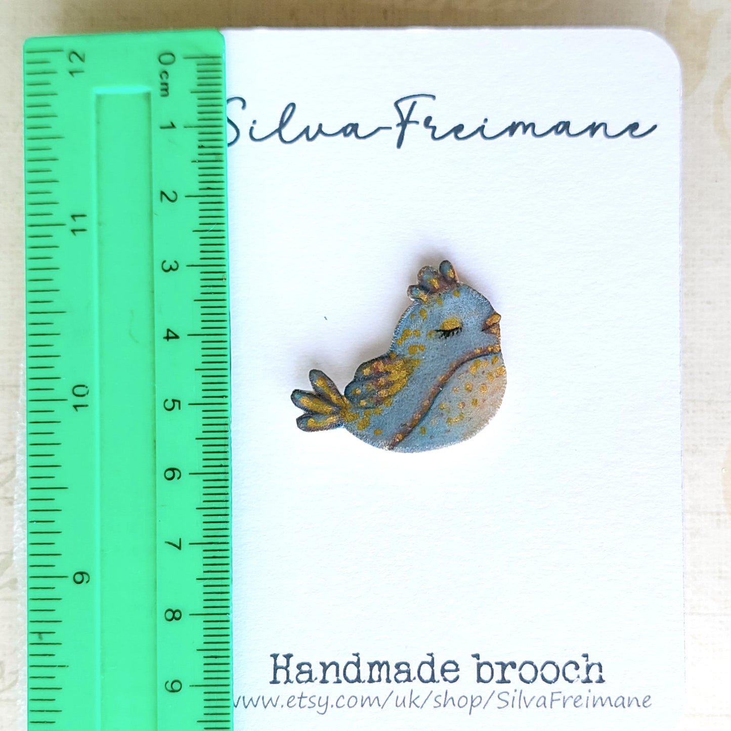 Artsy hand painted bird brooch