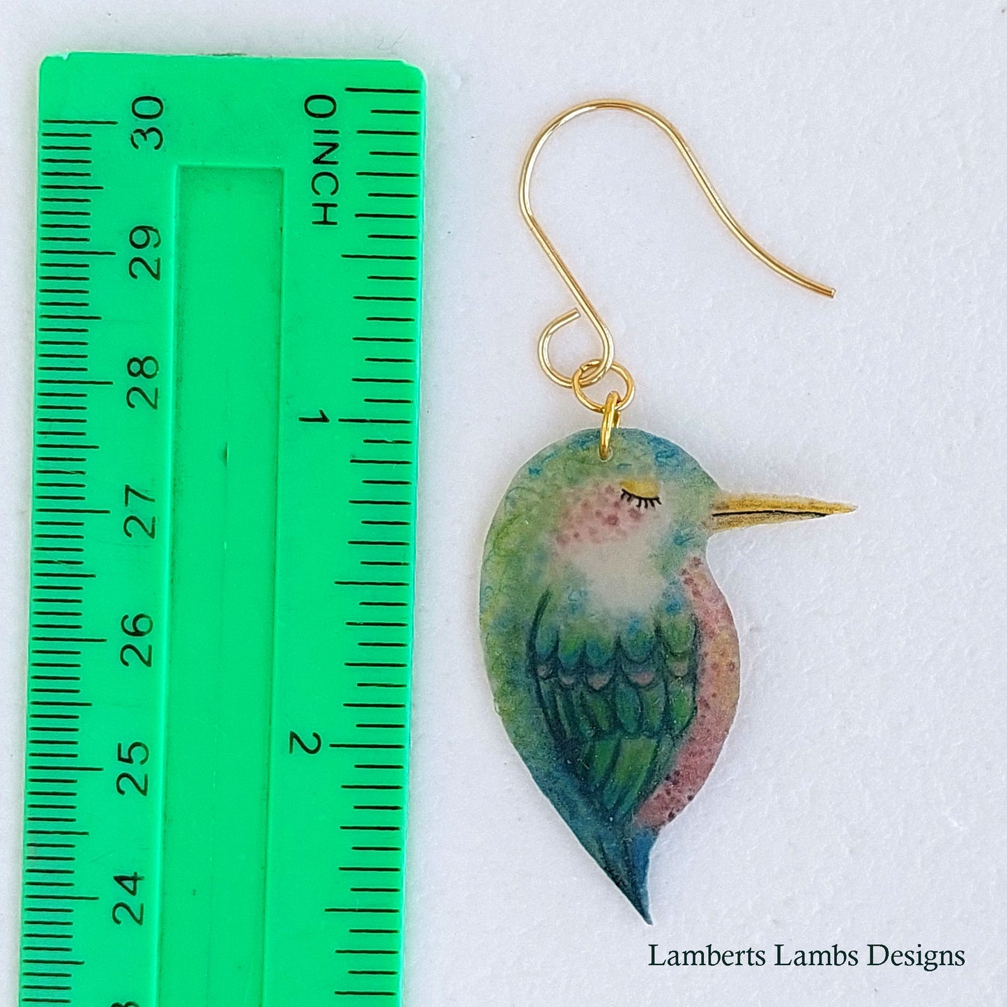 Tropical bird drop earrings, handmade bird hanging earrings - Dark