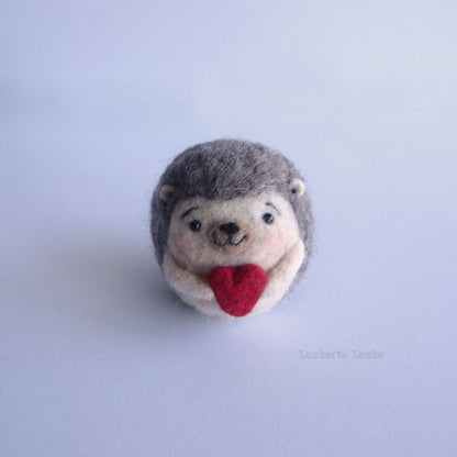 Needle felting Hedgehog with heart