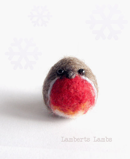 Needle felted Robin bird Christmas decoration - miniature bird