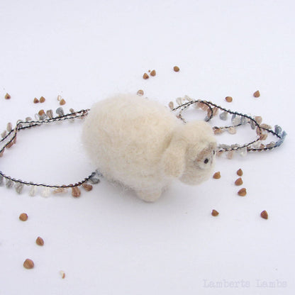 White Needle Felted Sheep Adorable, Felted Wool sheep, Woolen Handmade sheep