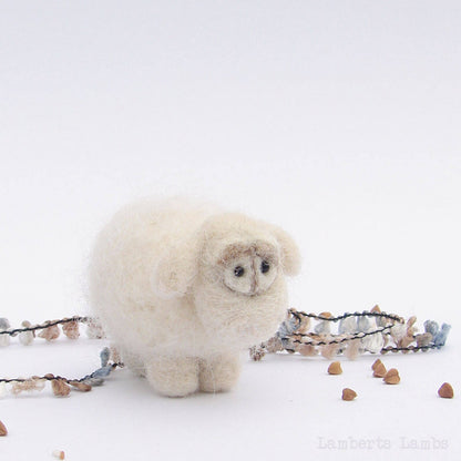 White Needle Felted Sheep Adorable, Felted Wool sheep, Woolen Handmade sheep