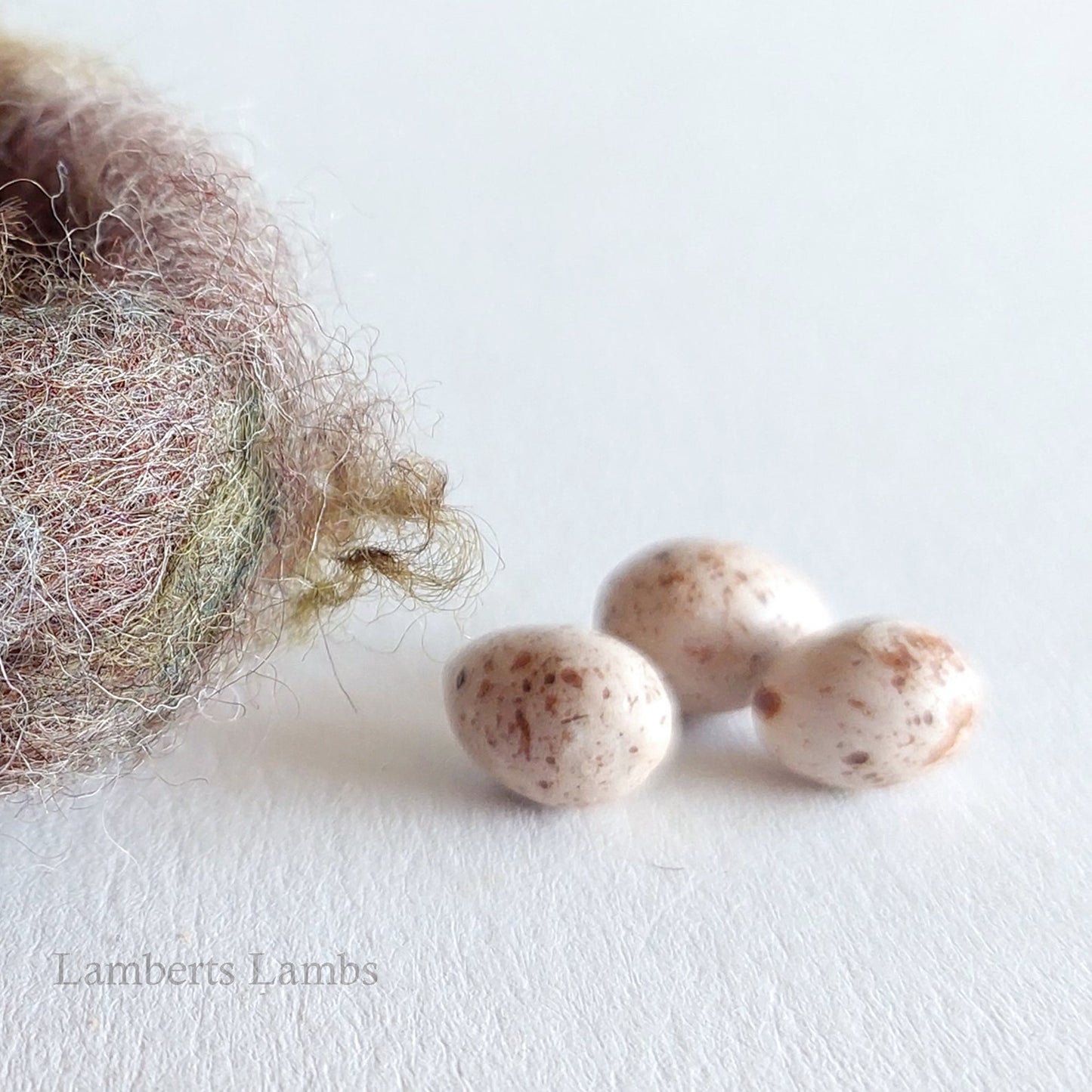 Miniature Needle felted birds Nest with 3 brown eggs   No.4