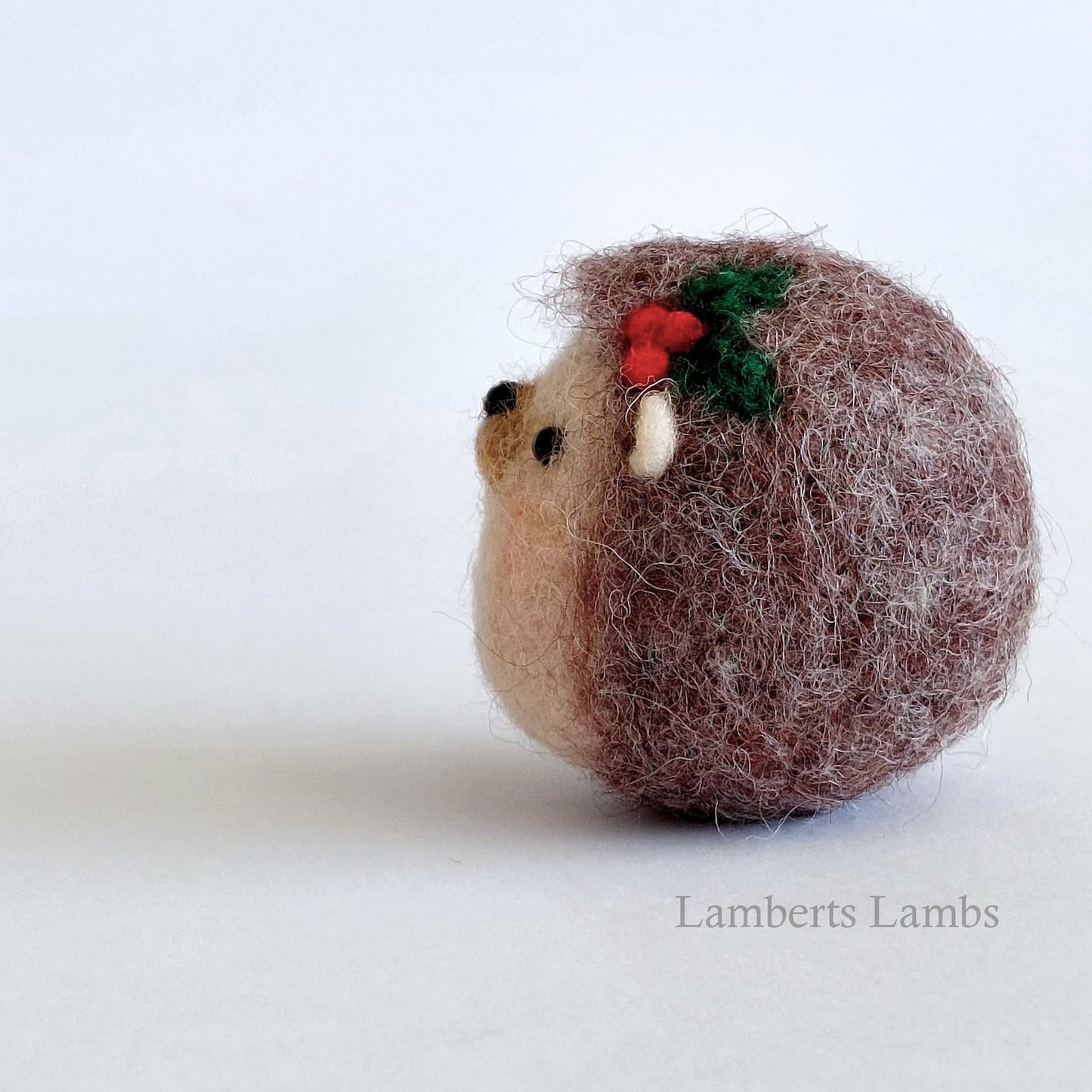 Needle felting Hedgehog with poinsettia flower, small Felted Hedgehog, Hanging ornament decoration