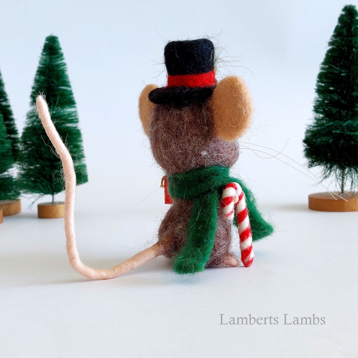 Dapper Christmas Mouse, Brown needle felted Christmas mouse, felt Christmas ornament Handmade wool mouse