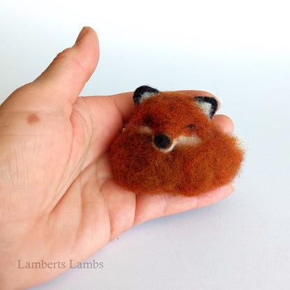 Needle Felted Fox, Sleeping Red Fox Miniature