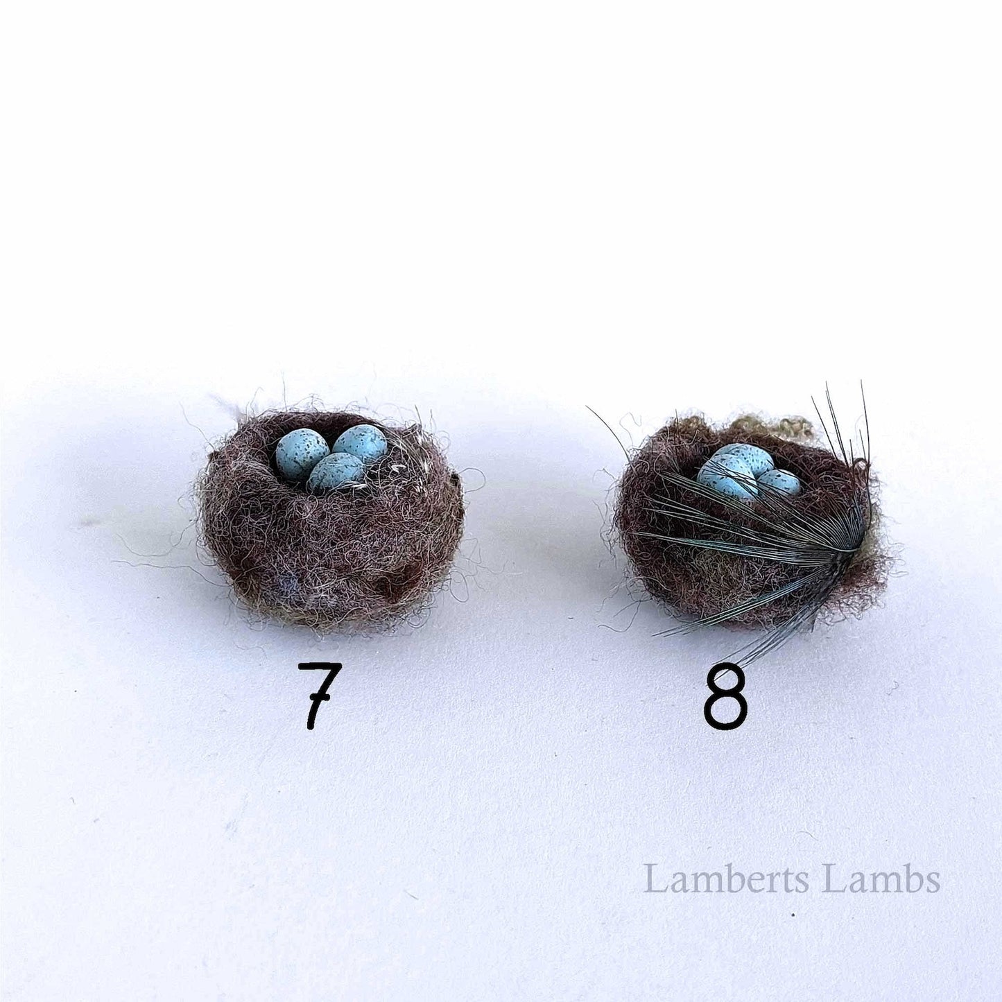 Miniature Needle felted birds Nest with 3 blue eggs