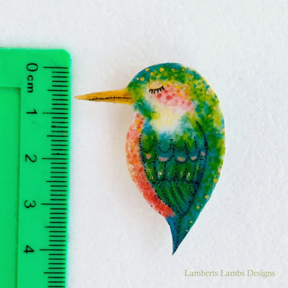 Tropical Bird Brooch/ Pin, Modern hand painted Bird Brooch Pin