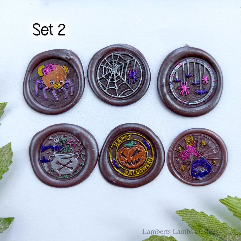 6 Halloween wax seal stickers, pumpkin wax seal set, Premade wax seals, Wax seal stickers self-adhesive