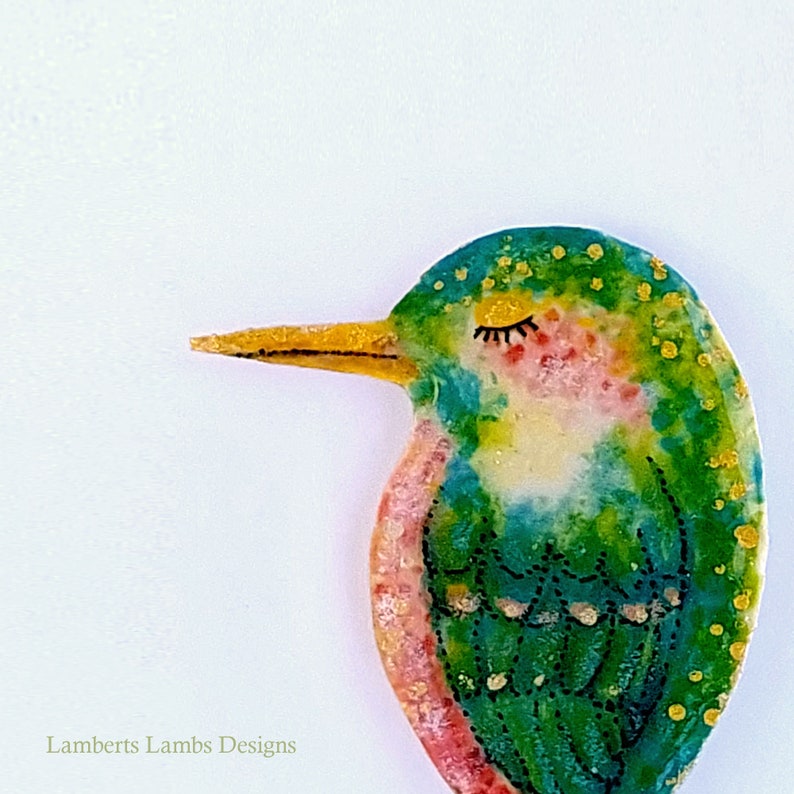 Tropical Bird Brooch/ Pin, Modern hand painted Bird Brooch Pin