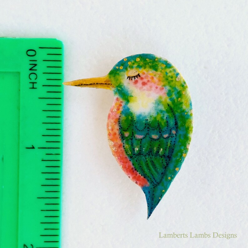 Tropical Bird Brooch/ Pin, Modern hand painted Bird Brooch Pin