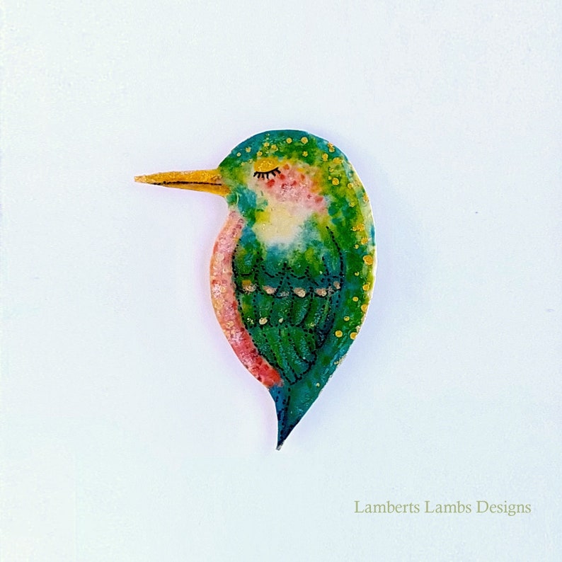 Tropical Bird Brooch/ Pin, Modern hand painted Bird Brooch Pin