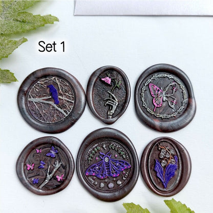 Halloween wax seal stickers set of 6, Premade wax seals, Self-adhesive wax seal stickers