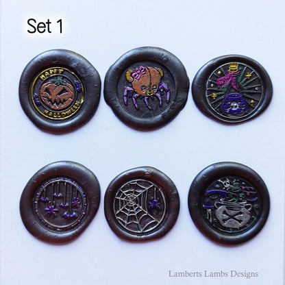 6 Halloween wax seal stickers, pumpkin wax seal set, Premade wax seals, Wax seal stickers self-adhesive