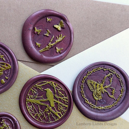 Halloween wax seal stickers set of 6, Premade wax seals, Self-adhesive wax seal stickers, Burgundy and gold wax seals