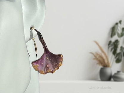 Purple Mermaid tail hook earrings, Hanging fish tail earrings