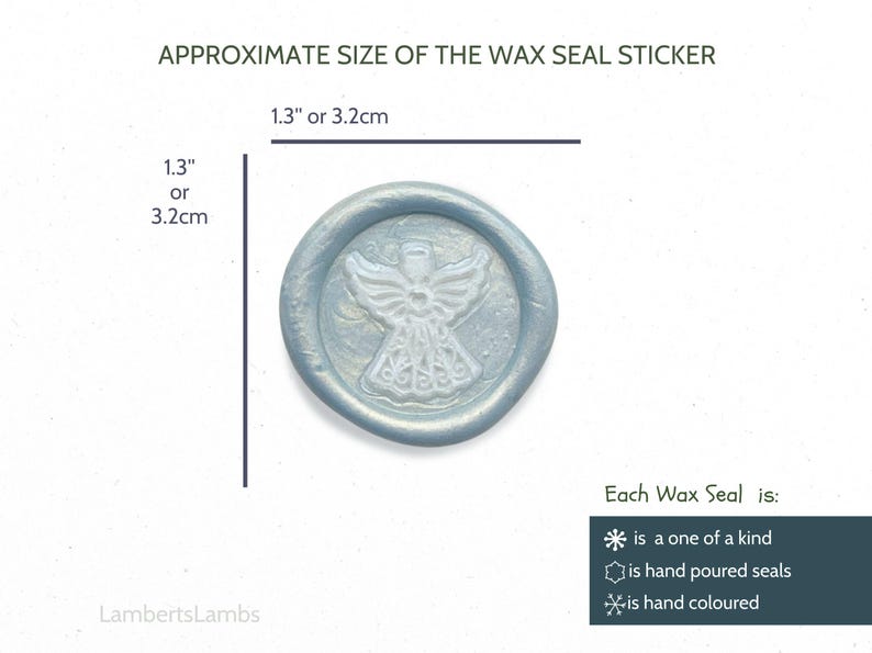 6 Angel wax seal stickers, A set of 6 Premade Simple Angel wax seal stickers for journaling, gift wrapping decor