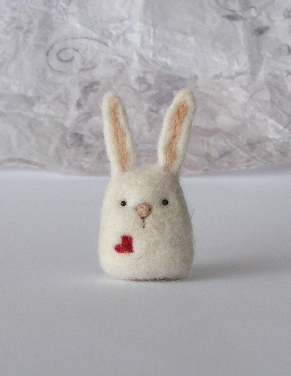 Needle Felted Bunny with a heart