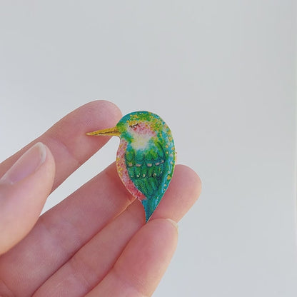 Tropical Bird Brooch/ Pin, Modern hand painted Bird Brooch Pin