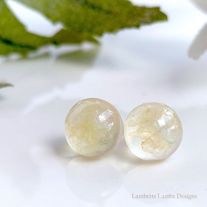 Handmade stud earrings with yellow glass