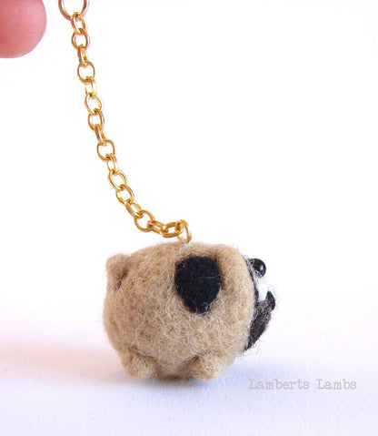 Needle Felted Pug hanging ornament