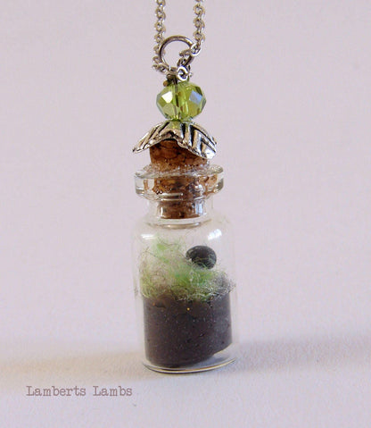 Needle felted Sheep in a bottle pendant