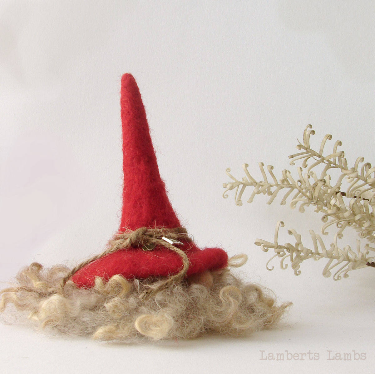 Nordic Gnome Needle Felted Gnome Wool Tomte Felted Tomte Nisse a Red Hat Hairy Gnome