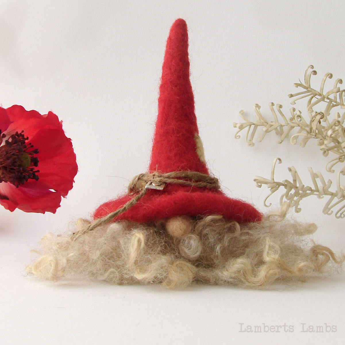 Nordic Gnome Needle Felted Gnome Wool Tomte Felted Tomte Nisse a Red Hat Hairy Gnome