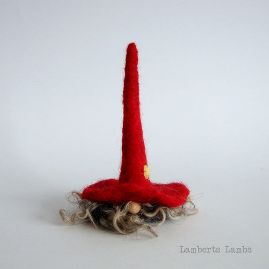 Needle Felted Scandinavian Gnome Nordic Gnome Felted Tomte Wool Nisse in a red hat