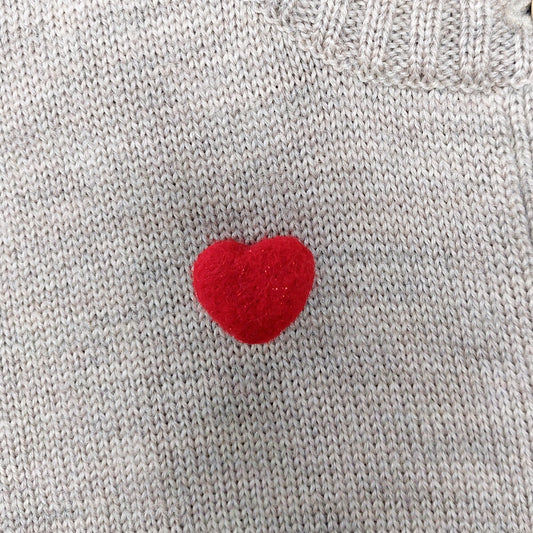 Small Needle felted Heart Brooch, Red Handmade Felted Heart Brooch