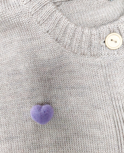 Small Needle felted Heart Brooch, Handmade Felted Heart Brooch - Light Lilac Shade
