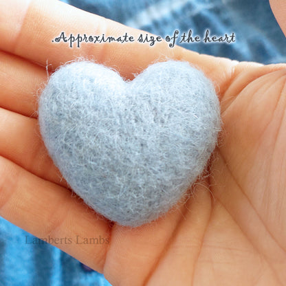 Needle felted Heart Brooch, Handmade Felted Heart Brooch - Baby Blue Shade