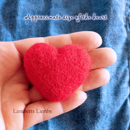 Needle felted Heart Brooch, Handmade Felted Heart Brooch - Red