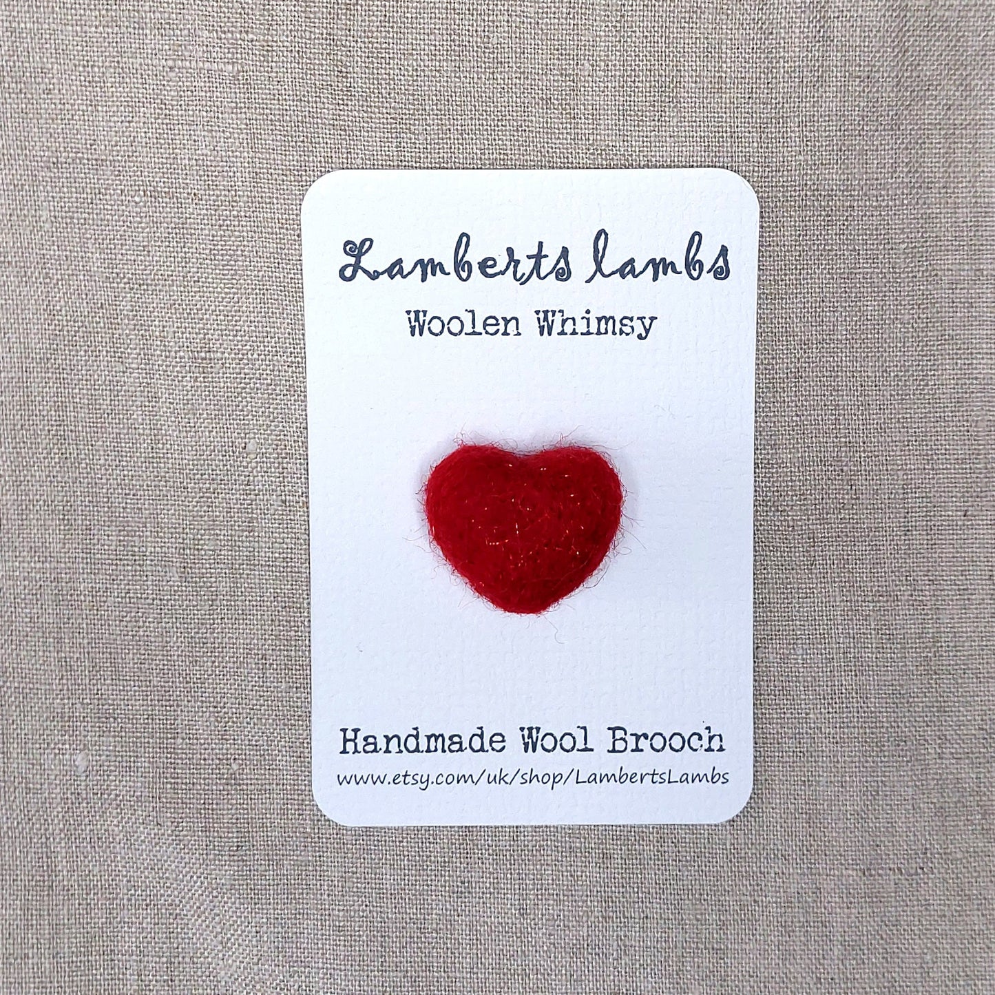 Needle felted Heart Brooch, Handmade Felted Heart Brooch - Red