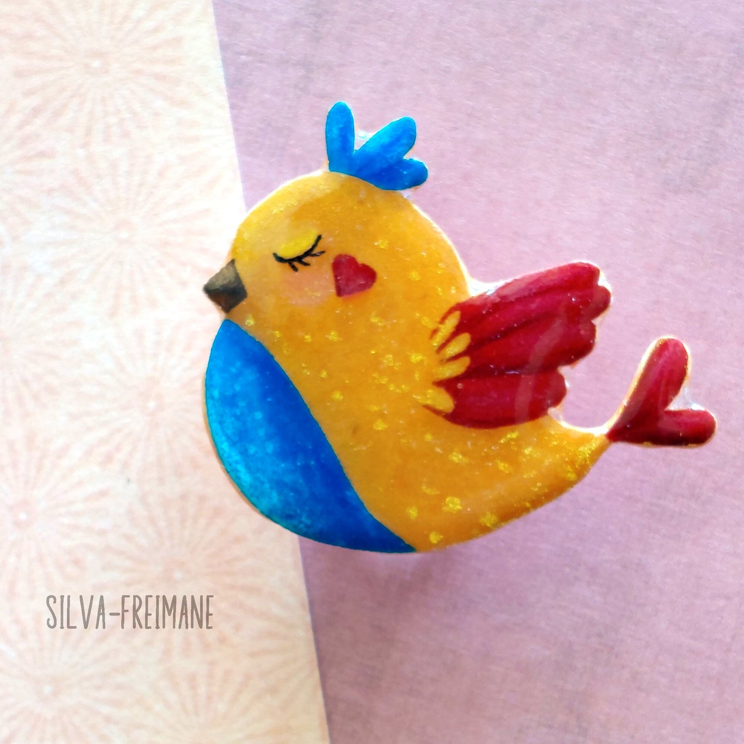 Bird Brooch, a modern quirky bird brooch