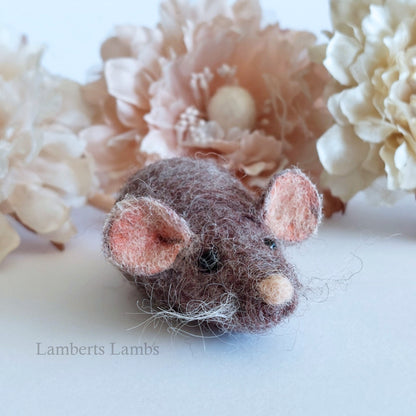 Scruffy Brown needle felted mouse,  Handmade wool mouse