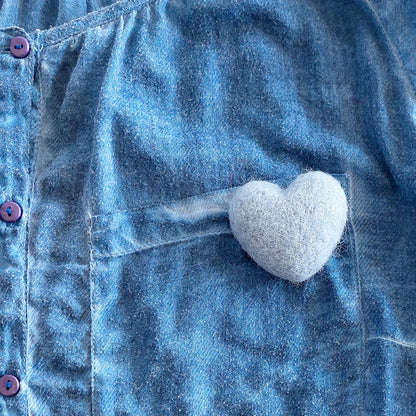 Needle felted Heart Brooch, Handmade Felted Heart Brooch - Baby Blue Shade