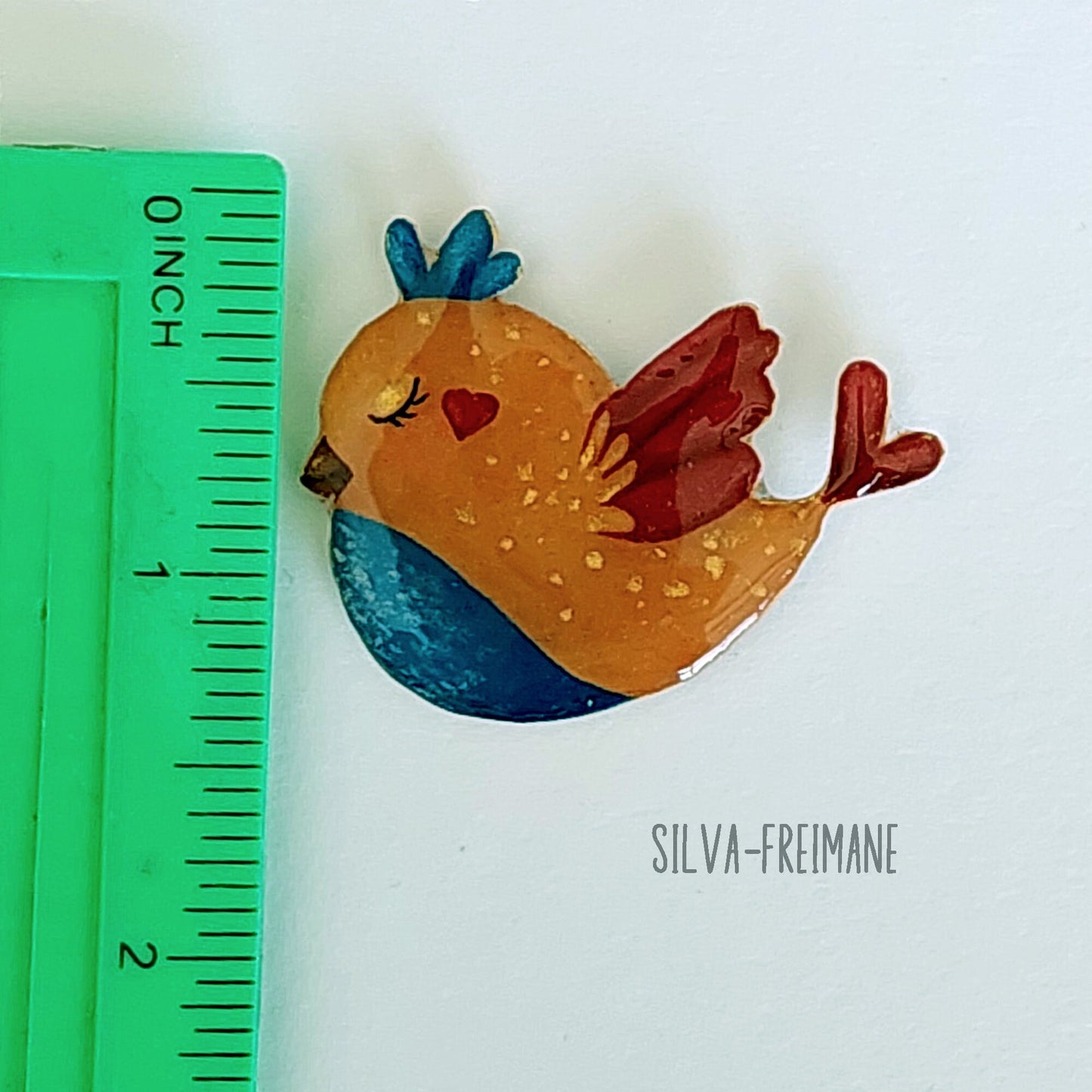 Handmade quirky bird pin