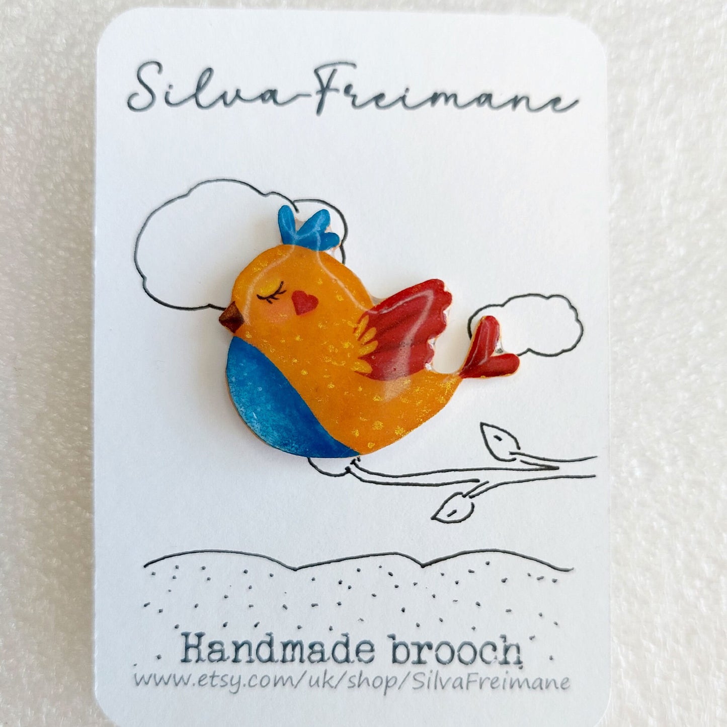 Bird Brooch, a modern quirky bird brooch