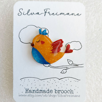 Bird Brooch, a modern quirky bird brooch