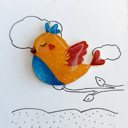 Bird Brooch, a modern quirky bird brooch