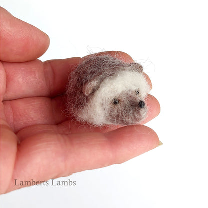 Whimiscal miniature needle felted wool hedgehog